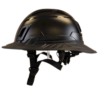 Type II + Non-Vented Black Safety Helmet with Black FlexBrim (T2NBKFBBK - Left)