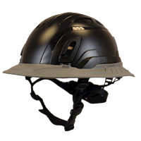 Type II + Non-Vented Black Safety Helmet with Dove Gray FlexBrim (T2NBKFBDG - Three Quarter View)