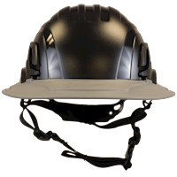 Type II + Non-Vented Black Safety Helmet with Dove Gray FlexBrim (T2NBKFBDG - Front)