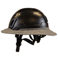 Type II + Non-Vented Black Safety Helmet with Dove Gray FlexBrim (T2NBKFBDG - Left)