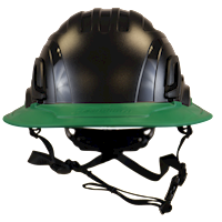Type II + Non-Vented Black Safety Helmet with Forest Green FlexBrim (T2NBKFBFG - Front)