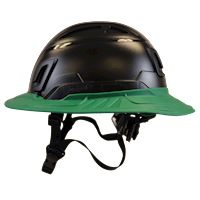 Type II + Non-Vented Black Safety Helmet with Forest Green FlexBrim (T2NBKFBFG - Left)