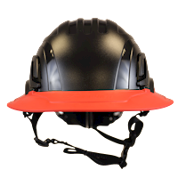 Type II + Non-Vented Black Safety Helmet with Hi-Viz Orange FlexBrim (T2NBKFBHO - Front)
