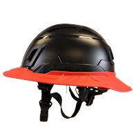 Type II + Non-Vented Black Safety Helmet with Hi-Viz Orange FlexBrim (T2NBKFBHO - Left)