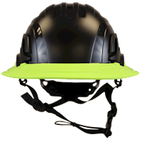 Type II + Non-Vented Black Safety Helmet with Hi-Viz Yellow FlexBrim (T2NBKFBHY - Front)