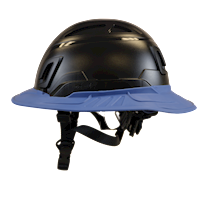 Type II + Non-Vented Black Safety Helmet with Kentucky Blue FlexBrim (T2NBKFBKB - Left)