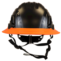 Type II + Non-Vented Black Safety Helmet with Orange FlexBrim (T2NBKFBOR - Front)
