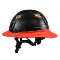 Type II + Non-Vented Black Safety Helmet with Red FlexBrim (T2NBKFBRD - Left)