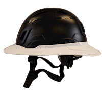 Type II + Non-Vented Black Safety Helmet with White FlexBrim (T2NBKFBWH - Left)