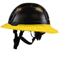 Type II + Non-Vented Black Safety Helmet with Yellow FlexBrim (T2NBKFBYL - Left)