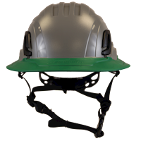 Type II + Non-Vented Dove Gray Safety Helmet with Forest Green FlexBrim (T2NDGFBFG - Front)