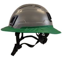 Type II + Non-Vented Dove Gray Safety Helmet with Forest Green FlexBrim (T2NDGFBFG - Left)