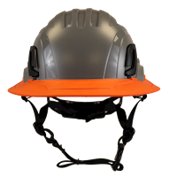 Type II + Non-Vented Dove Gray Safety Helmet with Hi-Viz Orange FlexBrim (T2NDGFBHO - Front)