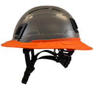 Type II + Non-Vented Dove Gray Safety Helmet with Hi-Viz Orange FlexBrim (T2NDGFBHO - Left)
