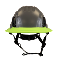 Type II + Non-Vented Dove Gray Safety Helmet with Hi-Viz Yellow FlexBrim (T2NDGFBHY - Front)