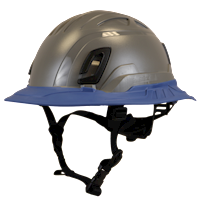 Type II + Non-Vented Dove Gray Safety Helmet with Kentucky Blue FlexBrim (T2NDGFBKB - Three Quarter View)