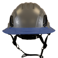 Type II + Non-Vented Dove Gray Safety Helmet with Kentucky Blue FlexBrim (T2NDGFBKB - Front)