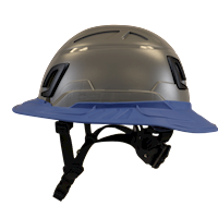 Type II + Non-Vented Dove Gray Safety Helmet with Kentucky Blue FlexBrim (T2NDGFBKB - Left)