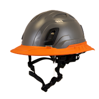 Type II + Non-Vented Dove Gray Safety Helmet with Orange FlexBrim (T2NDGFBOR - Three Quarter View)