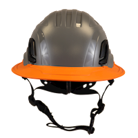 Type II + Non-Vented Dove Gray Safety Helmet with Orange FlexBrim (T2NDGFBOR - Front)
