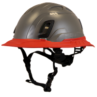 Type II + Non-Vented Dove Gray Safety Helmet with Red FlexBrim (T2NDGFBRD - Three Quarter View)