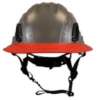 Type II + Non-Vented Dove Gray Safety Helmet with Red FlexBrim (T2NDGFBRD - Front)