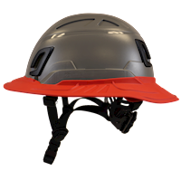 Type II + Non-Vented Dove Gray Safety Helmet with Red FlexBrim (T2NDGFBRD - Left)