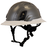 Type II + Non-Vented Dove Gray Safety Helmet with White FlexBrim (T2NDGFBWH - Three Quarter View)