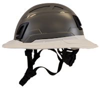Type II + Non-Vented Dove Gray Safety Helmet with White FlexBrim (T2NDGFBWH - Left)