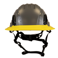 Type II + Non-Vented Dove Gray Safety Helmet with Yellow FlexBrim (T2NDGFBYL - Front)