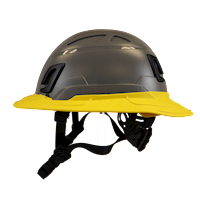 Type II + Non-Vented Dove Gray Safety Helmet with Yellow FlexBrim (T2NDGFBYL - Left)