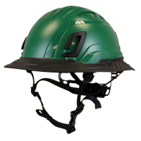 Type II + Non-Vented Forest Green Safety Helmet with Black FlexBrim (T2NFGFBBK - Three Quarter View)