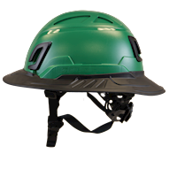 Type II + Non-Vented Forest Green Safety Helmet with Black FlexBrim (T2NFGFBBK - Left)