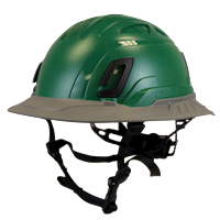 Type II + Non-Vented Forest Green Safety Helmet with Dove Gray FlexBrim (T2NFGFBDG - Three Quarter View)