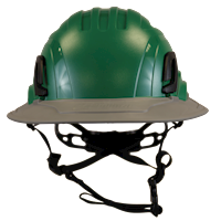 Type II + Non-Vented Forest Green Safety Helmet with Dove Gray FlexBrim (T2NFGFBDG - Front)