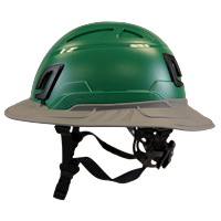 Type II + Non-Vented Forest Green Safety Helmet with Dove Gray FlexBrim (T2NFGFBDG - Left)