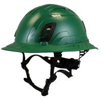 Type II + Non-Vented Forest Green Safety Helmet with Forest Green FlexBrim (T2NFGFBFG - Three Quarter View)