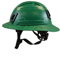 Type II + Non-Vented Forest Green Safety Helmet with Forest Green FlexBrim (T2NFGFBFG - Left)