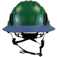Type II + Non-Vented Forest Green Safety Helmet with Kentucky Blue FlexBrim (T2NFGFBKB - Front)