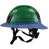 Type II + Non-Vented Forest Green Safety Helmet with Kentucky Blue FlexBrim (T2NFGFBKB - Left)