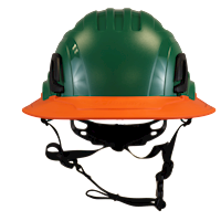 Type II + Non-Vented Forest Green Safety Helmet with Orange FlexBrim (T2NFGFBOR - Front)