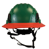 Type II + Non-Vented Forest Green Safety Helmet with Red FlexBrim (T2NFGFBRD - Front)