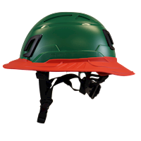 Type II + Non-Vented Forest Green Safety Helmet with Red FlexBrim (T2NFGFBRD - Left)