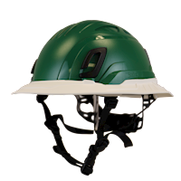 Type II + Non-Vented Forest Green Safety Helmet with White FlexBrim (T2NFGFBWH - Three Quarter View)