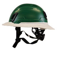 Type II + Non-Vented Forest Green Safety Helmet with White FlexBrim (T2NFGFBWH - Left)