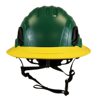 Type II + Non-Vented Forest Green Safety Helmet with Yellow FlexBrim (T2NFGFBYL - Front)