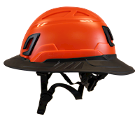 Type II + Non-Vented Hi-Viz Orange Safety Helmet with Black FlexBrim (T2NHOFBBK - Left)