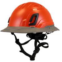 Type II + Non-Vented Hi-Viz Orange Safety Helmet with Dove Gray FlexBrim (T2NHOFBDG - Three Quarter View)