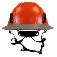 Type II + Non-Vented Hi-Viz Orange Safety Helmet with Dove Gray FlexBrim (T2NHOFBDG - Front)