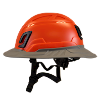 Type II + Non-Vented Hi-Viz Orange Safety Helmet with Dove Gray FlexBrim (T2NHOFBDG - Left)